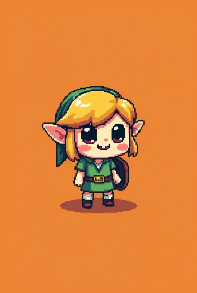 Zelda Chiquito in anime and retro design greeting ,  is for the profile picture of a streaming account business with orange tones (pixelated