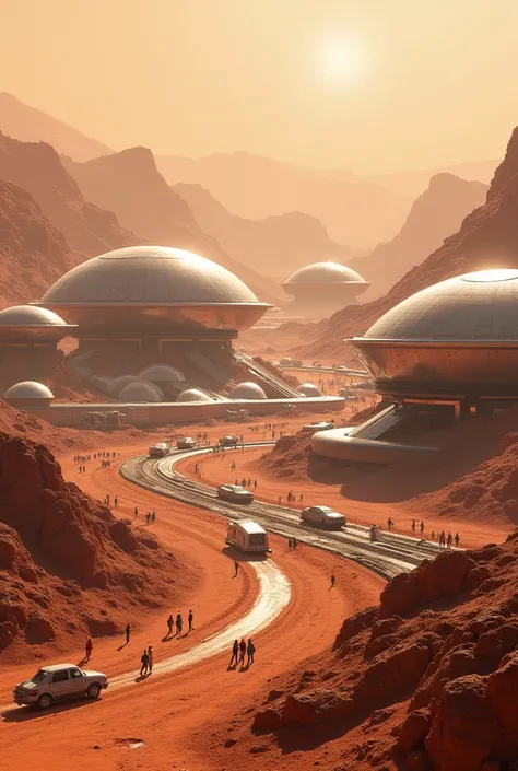 1.  Mars in 2042 - A futuristic colony with domes ,  high-tech buildings and anti-matter reactors.

