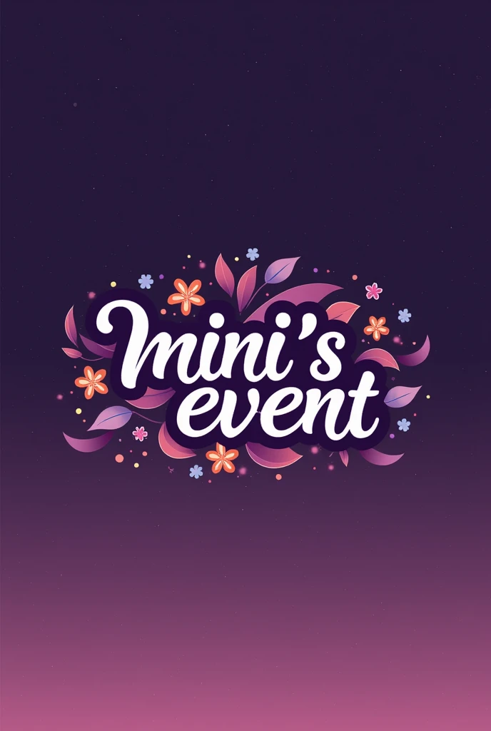 Gotcha! Here’s a refined logo idea for "mini's event" that combines all those touches:

Logo Concept: 

- Font: Use an elegant script for "mini's" in a soft pink, flowing beautifully, and pair it with a bold, modern font for "event" in a rich purple.
  
- ...