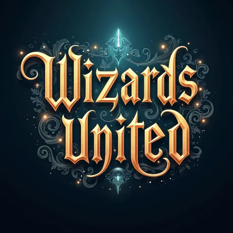 make a wizard themed font that says WIZARDS UNITED with magic around it
