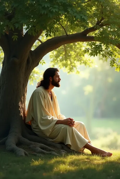 Jesus of Nazareth under a leafy tree 