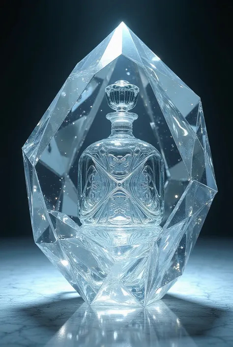 Make the diamond bottle have diamonds embedded in an organic way. Make it look like it's a huge diamond and a bottle was carved there 