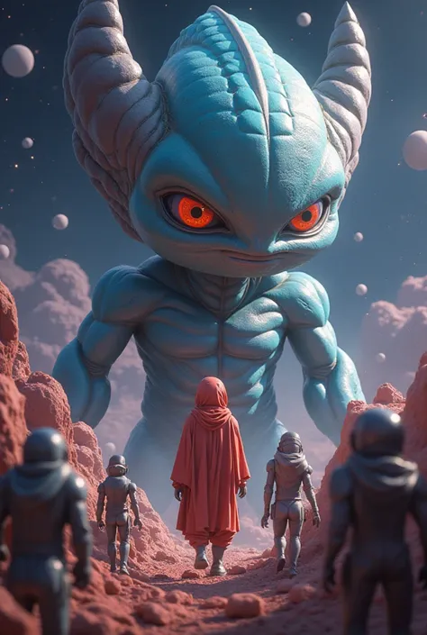 Video of a science fiction movie called The 1000 Planets with a population of aliens of different species with tender creatures and aliens from another universe where the Vegueta and Goku from Dragon Bool Z appear in full color in 3D and with a lot of life...