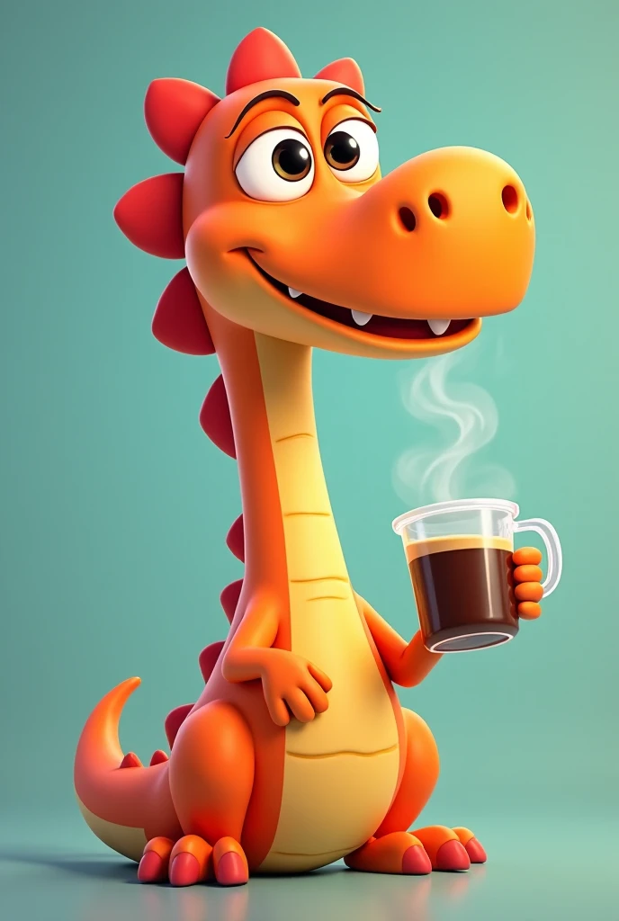  Create a necked dinosaur in cartoonish style ,  with fun and friendly features ,  inspired by the visual of the Disney-Pixar animations .  It must have vibrant colors and charismatic expressions , conveying humor and sympathy .  The dinosaur must have a u...