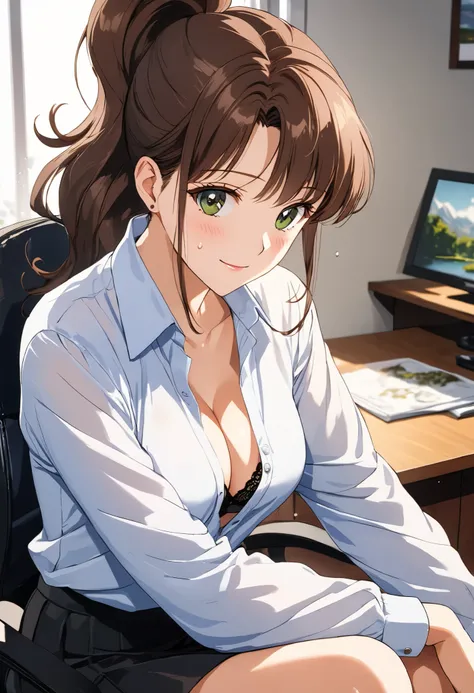 masterpiece, Best Quality, High resolution,16k,official art,super detailed skin,detailed,animated painting,Anime-style painting style, (Makoto Kino),1990s \(style\),(E-cup beautiful breasts)、 (tall:1.2),height: 175cm,Fashion model body type、Unbuttoned long...