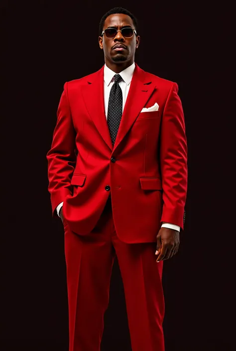 A picture of Diddy in a red suit Documentary style poster