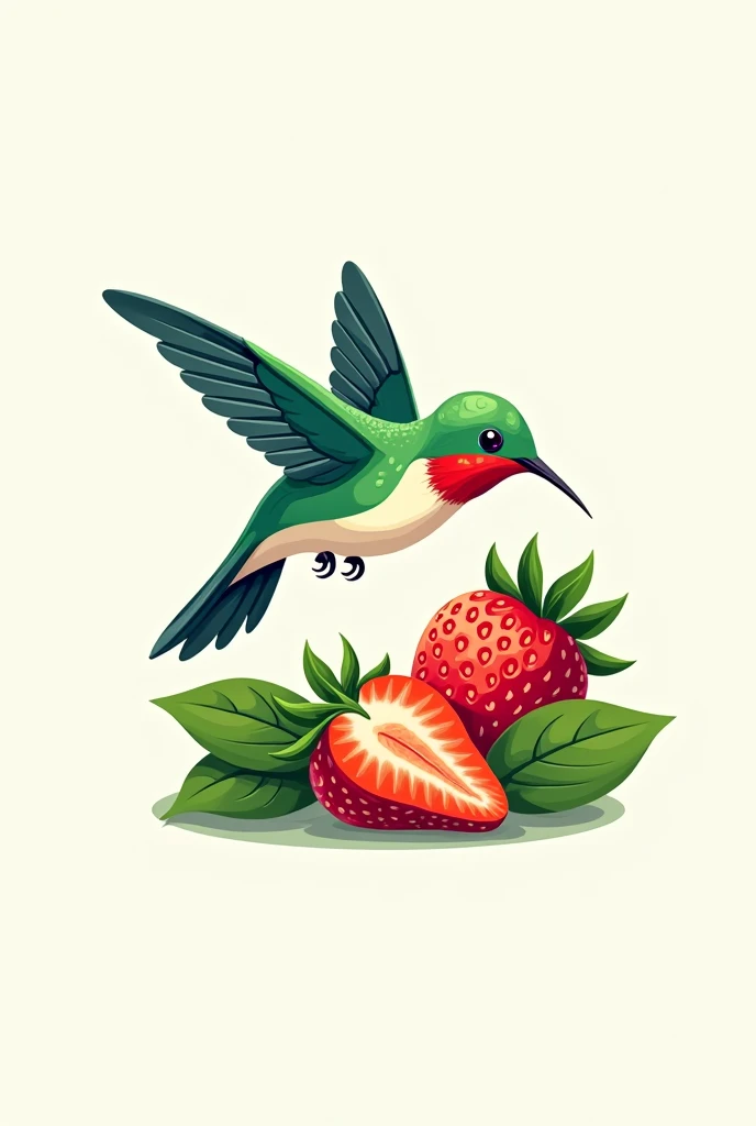 Now one of the hummingbird with the strawberry and a spinach for a logo 