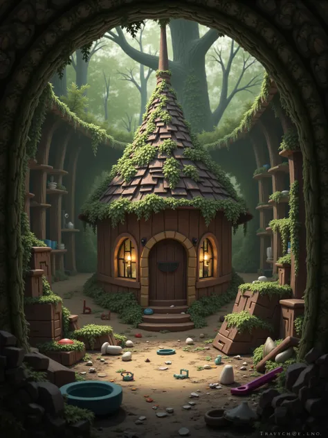 (Fairy house with everything completely smashed to pieces and bits) standing inside (this castle of a debonair juggernaut not on screen)