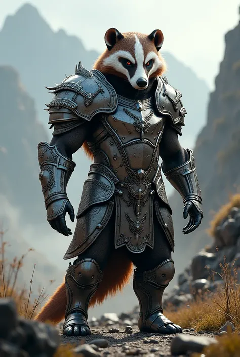 A warrior badger in steel armor
