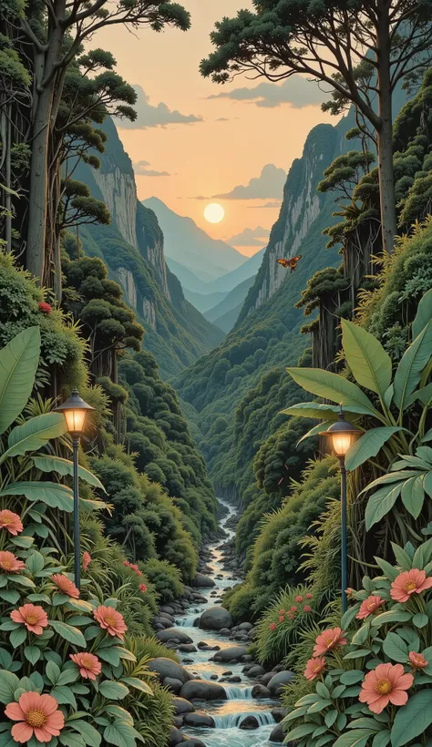 Rainforest, exotic flowers exotic plants butterflies , birds, wild animals hidden among vegetation,, beautiful landscape , soft pastel oil , ( better quality ,4k,8K,highres, masterpiece :1.2), ultra-detallada ,(realistic,photorealistic,photo...