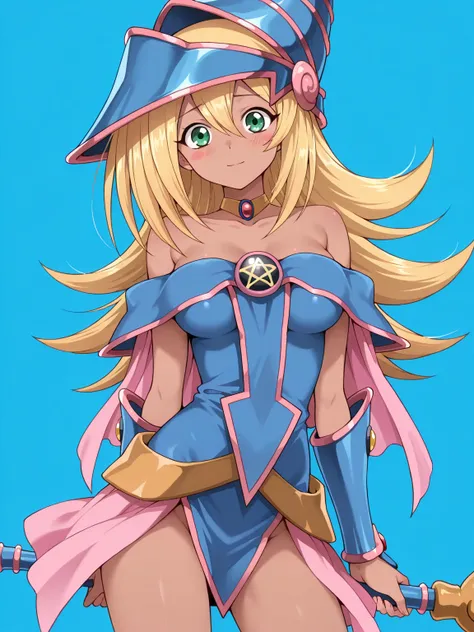 score_9, score_8_up, score_7_up,masterpiece, best quality, (anime screencap),(source_anime), anatomically correct,(good hands),2d,
(girl focus,cowboy shot),1girl,solo,
dark magician girl, blonde hair, choker, green eyes, long hair, blush, blush stickers,
b...