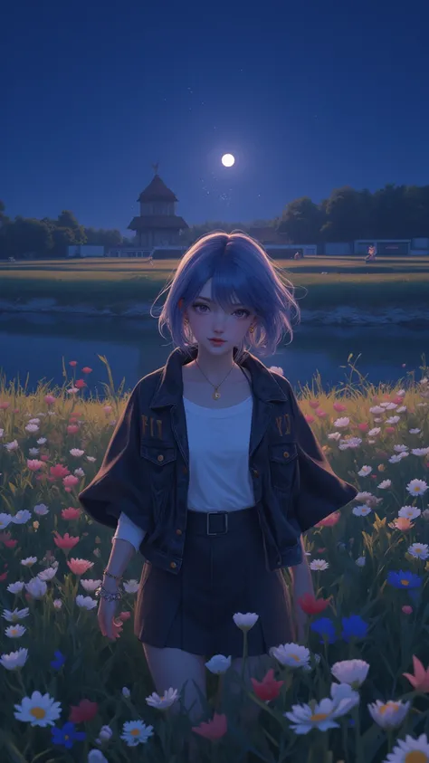   鄉村wind格,     1girl    , alone,    Follow the audience   , short hair, skirt,    brown hair , shirt, jewelry,    Blue hair  ,  clavicle , jacket, White shirt,   Ahog,  Earrings,   Open collar  , necklace, Bracelet, Open jacket,black jacket、  Isolated from...