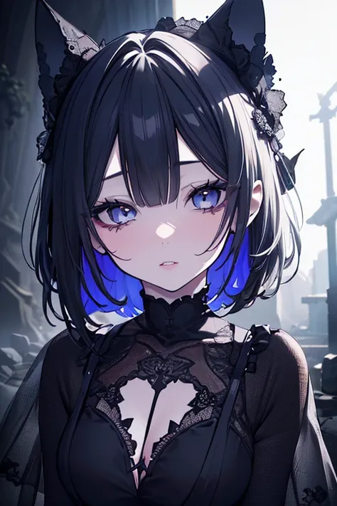 a cute little demon girl, beautiful detailed eyes, beautiful detailed lips, extremely detailed eyes and face, long eyelashes, porcelain skin, mischievous expression, black cat, detailed fantasy landscape, dark magic, glowing runes, moody lighting, dramatic...