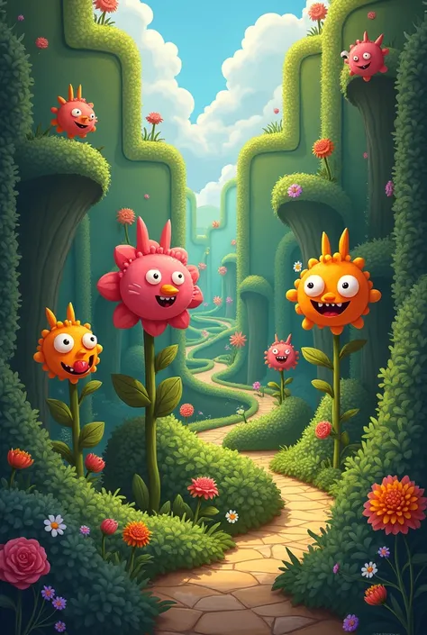 Then they arrived at the maze of funny flowers, where the flowers made jokes to confuse friends. 