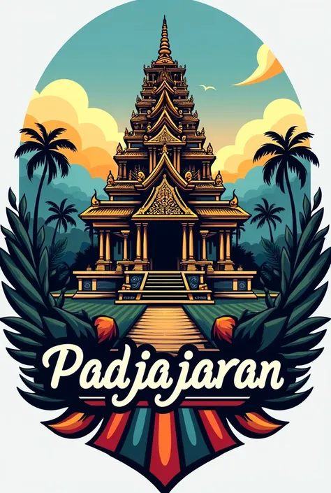 make a racing logo "padjajaran" with a temple theme