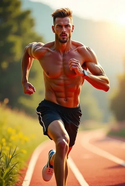 A man doing running sport