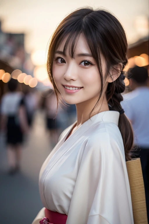 ((( top quality, 8k, Masterpiece))), Clear focus, ( beautiful woman with perfect figure ), slender, ( hairstyles at their best:  up )), ((  kimono: Cane)), street: 1.2 High Definition Face and Skin Textures Detailed Eyes Double Eyelids Random Postures, (sm...