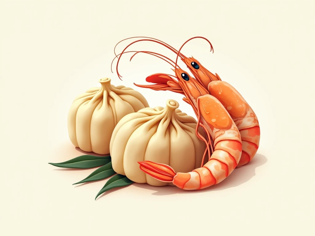 i want to draw dumpling and shrimp theme logo