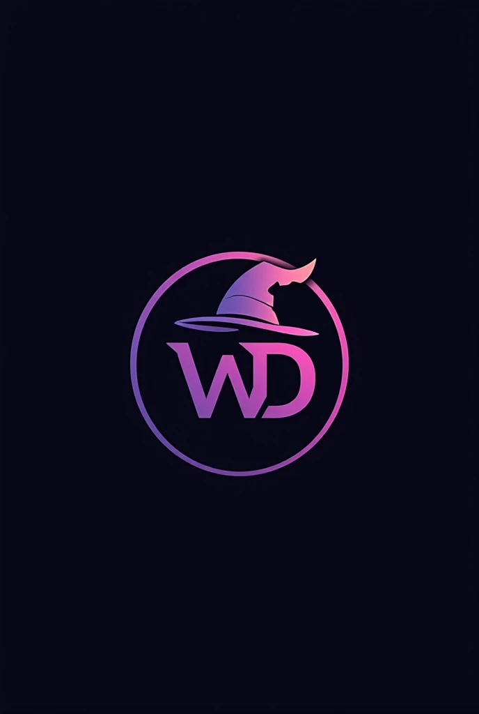 A minimalist, professional logo for 'Wizard Den Software Ltd'. The design features the letters 'WD' inside a simple, clean circular frame. A refined, elegant wizard's hat is draped over the letters, designed with smooth curves and a sleek, modern style. Th...