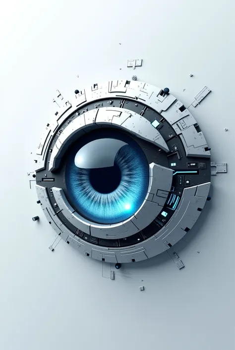 a logo of a bionic eye with technological things inside and that says cybernetics