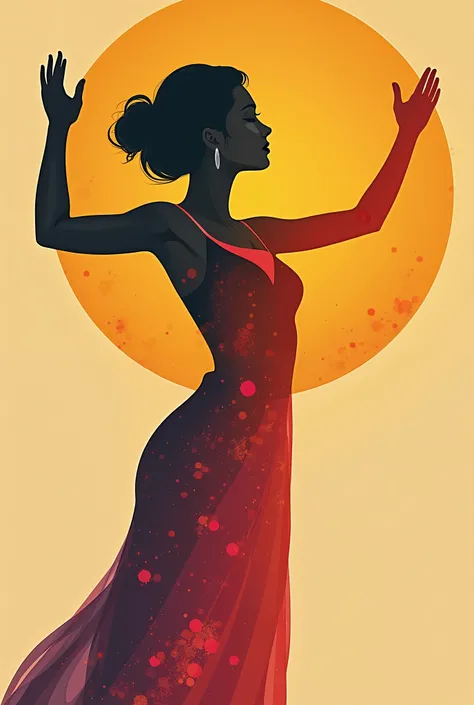 The logo of The Female Silhouette could be something abstract,  as a woman with her arms extended in the shape of a V ,  and the symbol of rhythm could be a line that connects her fingers.  With striking colors

