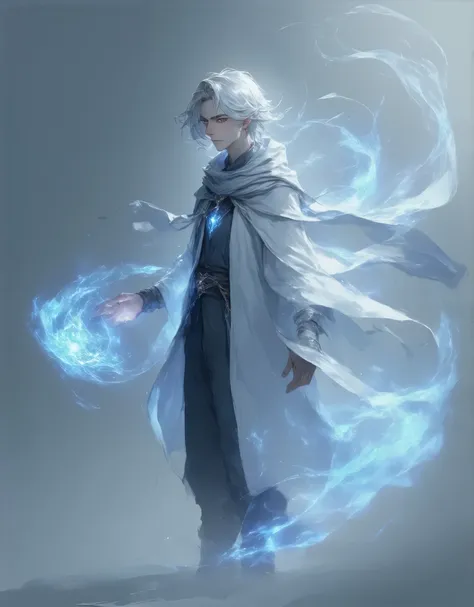 illustration 、Silver-haired boy、I'm wearing a hooded cape、 the wizard、