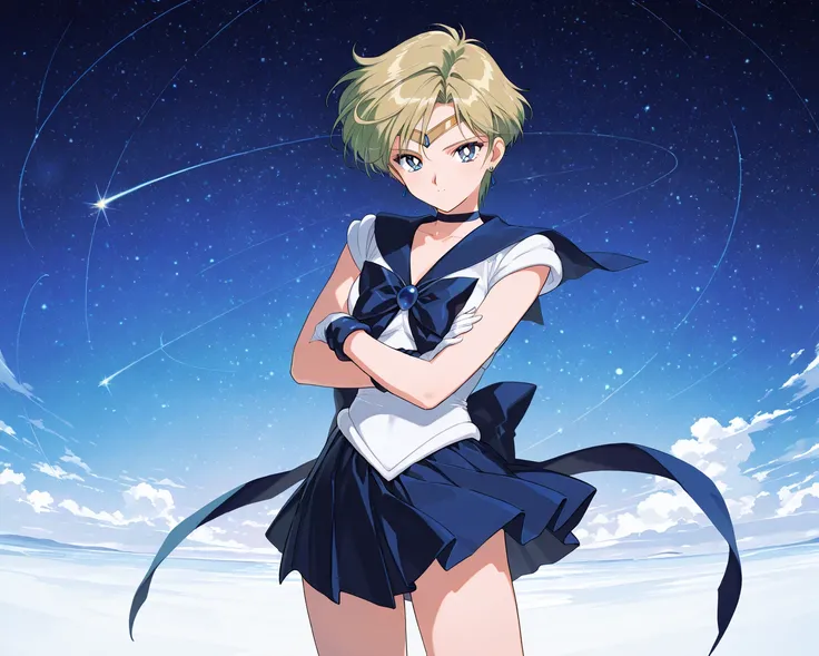 cowboy shot, sailor uranus, 1990s, kakkoii, High quality, Ultra detailed, best quality, insanely detailed, beautiful, masterpiece,