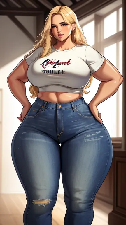 (masterpiece), (Highest quality), (detailed), (High resolution), Swedinavian cute girl, Slightly curvaceous, Wide Hips, curvy stomach, university student, Stockholm Castle, Loose jeans and a white shirt, Dirty Blonde