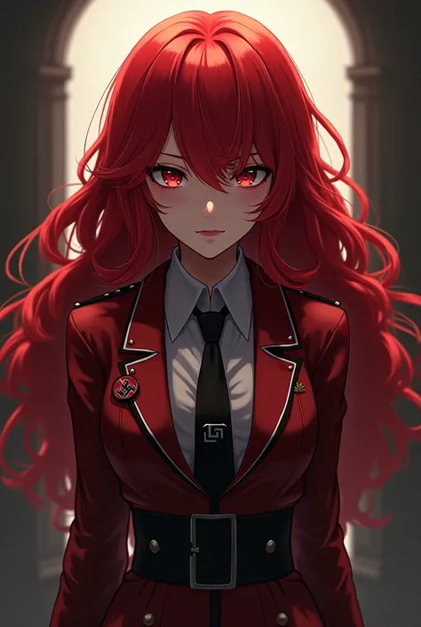 Koyomi, Killing bites,  red hair top, Nazi dress , Curly