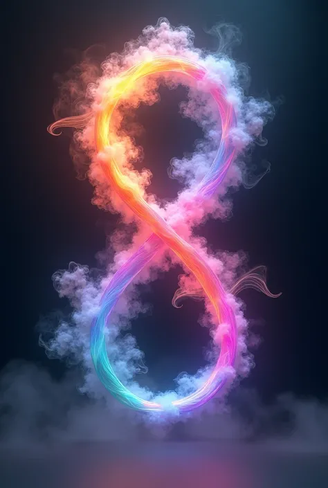 A white smoke change in to colour full smoke inside 3d infinity symbol 
