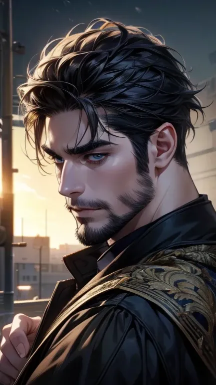 (     league player ,4K,8k,     highres,     masterpiece:1.2),     ultra-detailed    ,(realistic,photorealistic,photo-realistic:1.37),36-year-old man,3 day beard,cute anime ,Portraits,strong,Masculine,     dark hair,sharp jaw,          mesmerizing eyes    ...