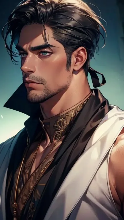 (   league player ,4K,8k,   highres,   masterpiece :1.2),   ultra-detailed  ,(realistic,photorealistic,photo-realistic:1.37),36-year-old black man,3 day beard,Beautiful anime,Portraits,strong,Masculine,    with black hair  ,sharp jaw,     mesmerizing eyes ...