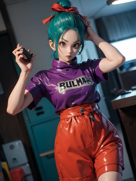 dragon ball , bulma Shooting a gun