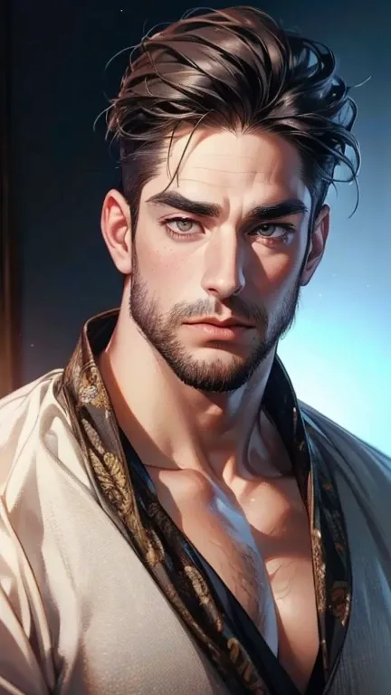 (   league player ,4K,8k,   highres,   masterpiece :1.2),   ultra-detailed  ,(realistic,photorealistic,photo-realistic:1.37),36-year-old man,3 day beard,Beautiful anime,Portraits,strong,Masculine,    with black hair  ,sharp jaw,     mesmerizing eyes     , ...