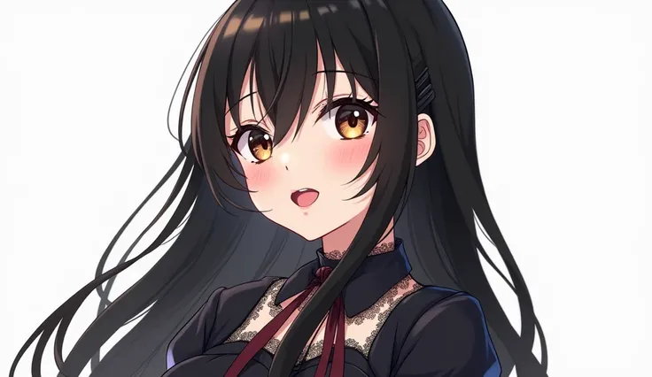 (( A pretty girl with black hair and brown eyes)), ((Wearing gothic dress)), ((Push back)), baby face, (( Premium hair,  masterpiece, Ultra-definition,  high resolution sweatshirt)),  anime girl image, ((  Illustrious ultra detailed  :1.2)), solo una perso...