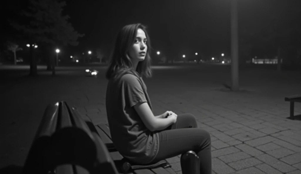  Footage of black-and-white CCTV footage shows a young woman sitting on a park bench.  In the beginning ,  he appeared to be talking and turned his head as if he was talking to someone . However, if looked at closely , ** there was no one beside him **. Ar...