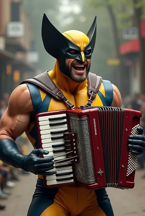 Wolverine X-Men playing accordion and singing 