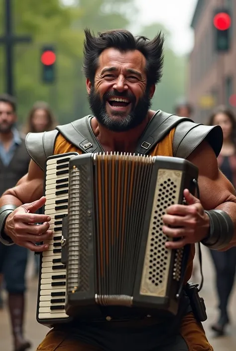 Wolverine X-Men playing accordion and singing 