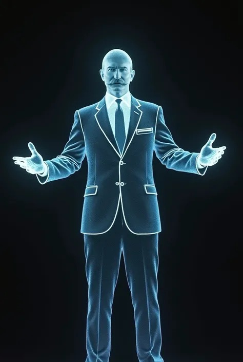 a man in a suit and tie with his hands out, corporate holograms, t pose, t - pose, t-pose, colorized photon, holograph, video still, huge holograms, cinematic hologram, 1 9 0 5, 1905, a hologram, 1904, slightly pixelated