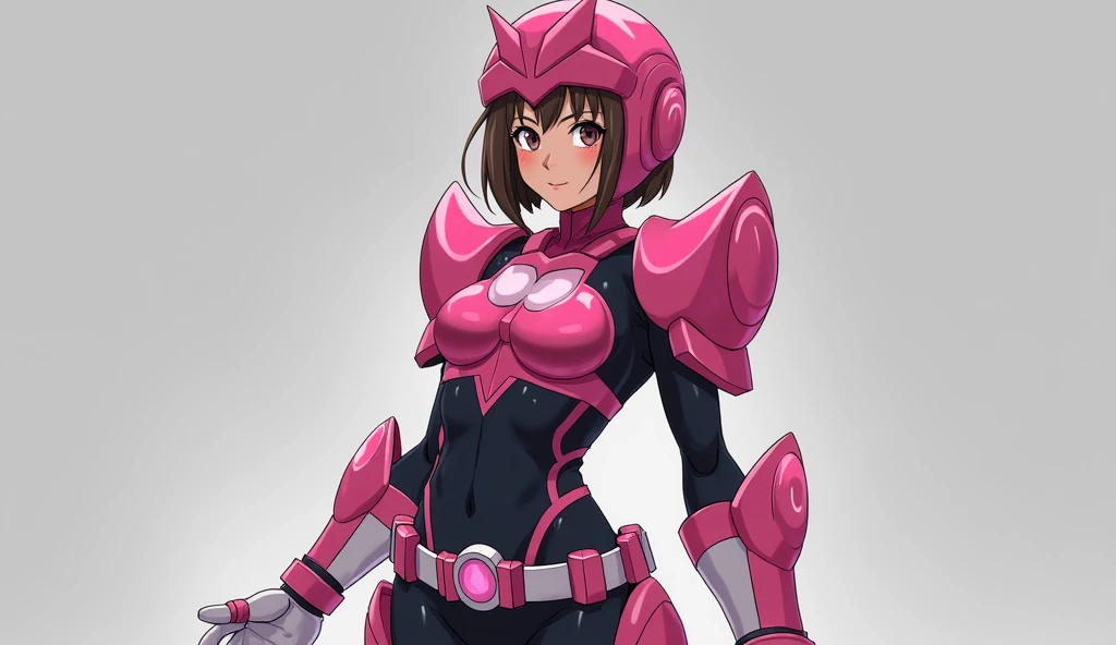 Realistic, detail, cinematic. Asian girl, Ochaco Uraraka in super hero costume Uravity. Dominant Colors
Pink and Black, The main colors of her costume, with pink as an accent in various parts. Costume Design
Tight Bodysuit, Primarily black with pink accent...