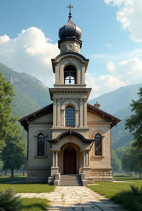 A small Bulgarian church with a bell tower built in the 18th century