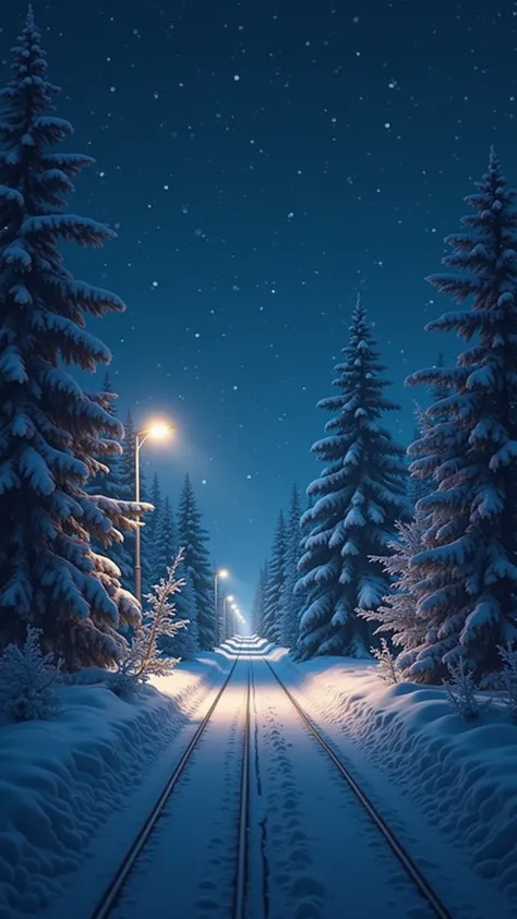 generate this image、 It's Snowing 、  night 、  HD、  beautiful、 beautiful
