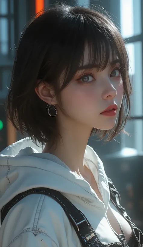 8k, ultra high resolution , top quality, Masterpiece,rule of thirds,golden ratio, surreal, photos, one woman,( girl:1.3), cute, cute顔, Beautiful Eyes in Every Detail , 細かく Details, mature woman, princess,Close UP,smile, black hair, shorthair,Bowl cut,ID...