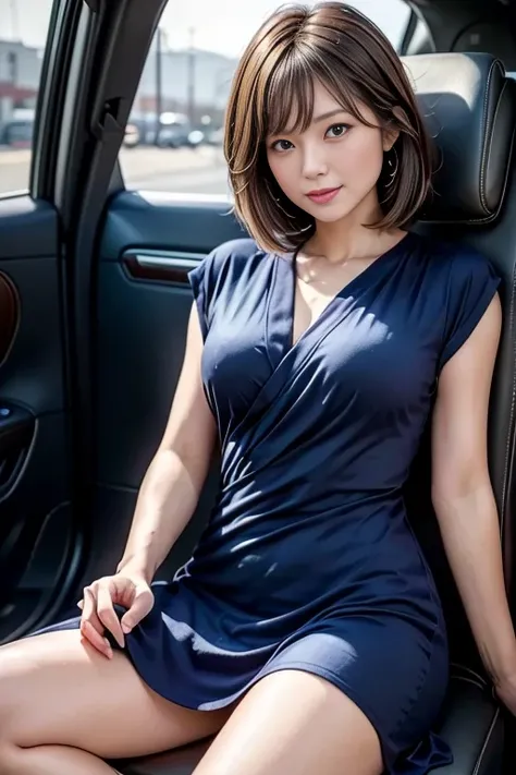  ultra high resolution, ( is present: 1.4),  RAW Photo ,  top quality, ( photorealisticistic), High Concentration , Soft light, ((20 years old)), (( Japanese)), ( Young Face))), ( to the depth of the boundary described), (navy blue dress ),  Masterpiece, (...