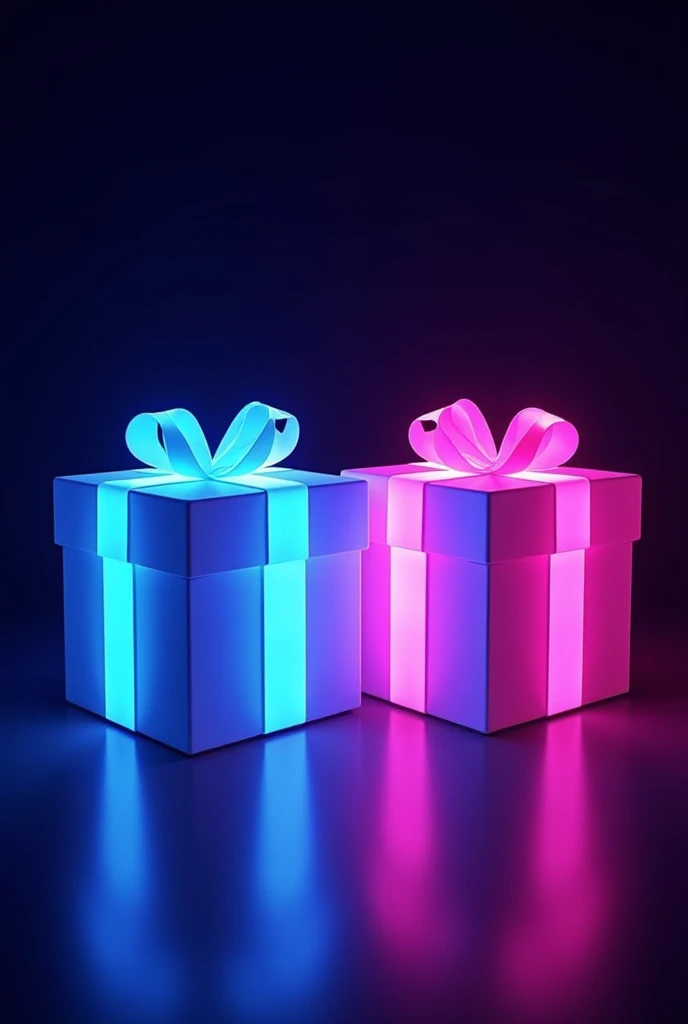 2 neon light blue and pink giftboxes 