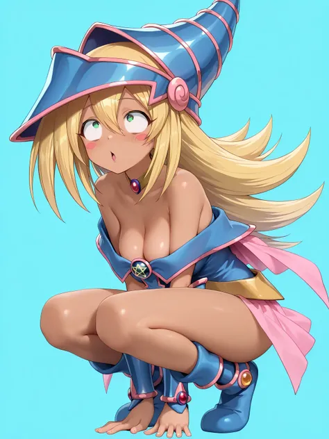 score_9, score_8_up, score_7_up,masterpiece, best quality, (anime screencap),(source_anime), anatomically correct,(good hands),3d,
(girl focus,full body),1girl,solo,
dark magician girl, blonde hair, choker, green eyes, long hair, blush, blush stickers,
bar...