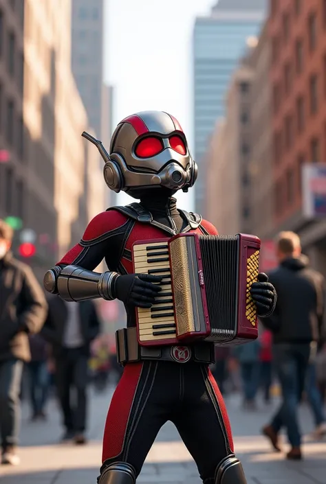 Antman playing accordion and singing 