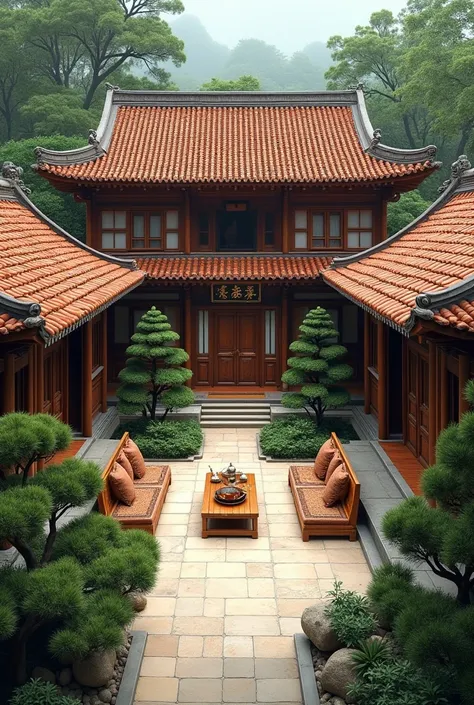 Structure: Rectangular/U-shaped, 1-2 floors

Roof: Red terracotta tiles, double-sloped roof

Materials: Wood, bamboo, terracotta, stone

Interior layout: Ancestral altar, common living area, bedrooms

Furniture: Wooden platform beds, traditional cabinets, ...