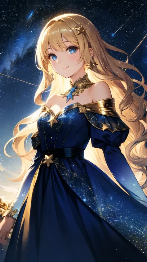 (masterpiece:1.3, best quality:1.3, ultra detailed:1.2, professional lighting:1.2, high resolution:1.2)
(beautiful girl:1.3, young goddess:1.2, elegant:1.2, divine beauty:1.2)
BREAK (long blonde hair:1.2, wavy hair:1.2, flowing hair:1.1)
(gentle smile:1.2,...