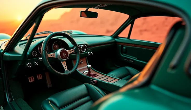 Interior view of Dark Green 2025 Reborn Lancia Aprilia